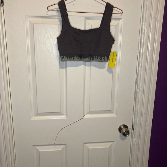EleVen by Venus Williams varsity sports bra cement Gray with Flames Medium NWT - Picture 3 of 6